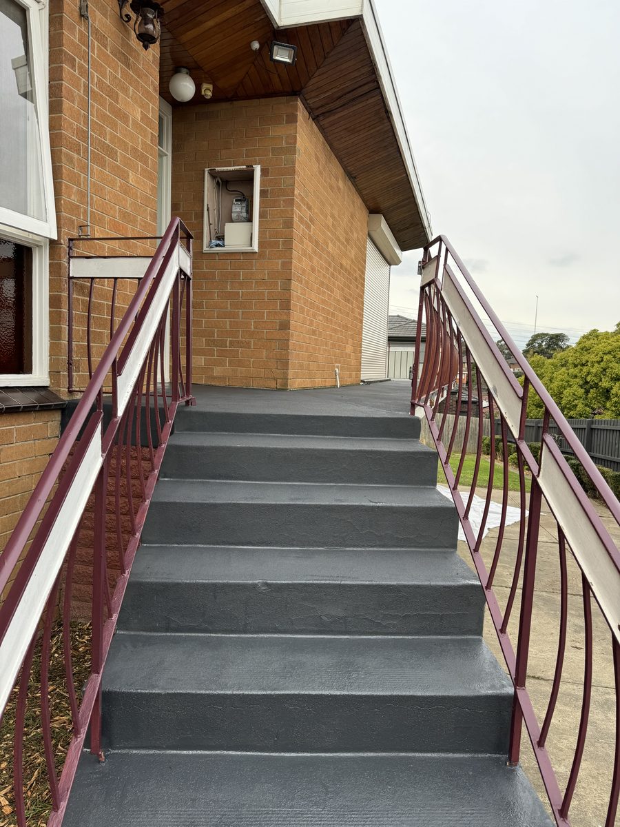 Repainted steps and balustrade, wider view