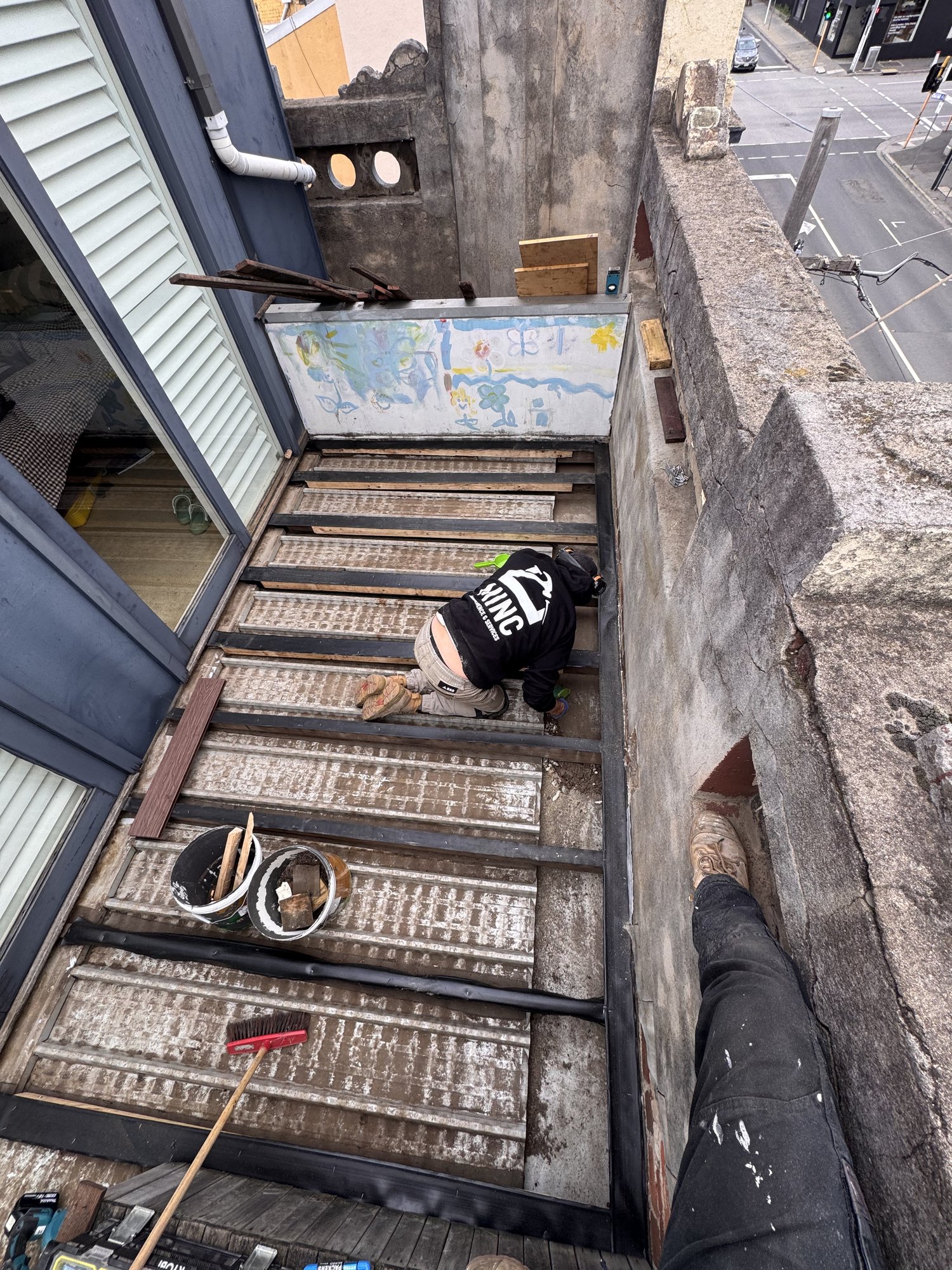 MINC preparing the stripped-back deck for the new subframe