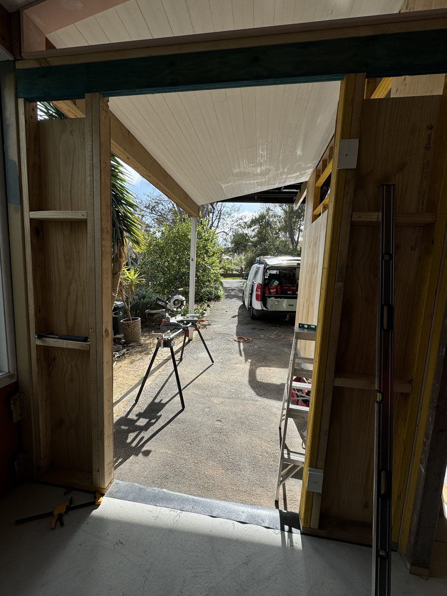 View through the open doorframe before the door was hung
