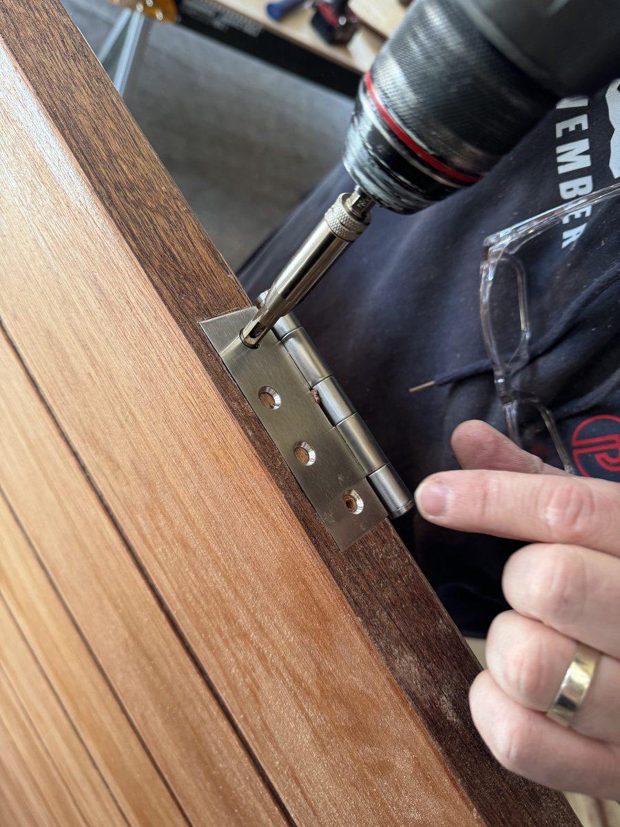 New internal sliding door installed on its track